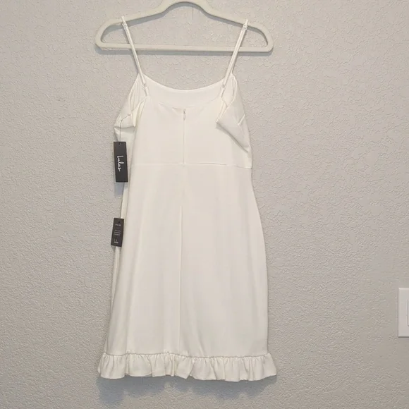 Lulu's Spoonful of Sass white fitted sleeveless ruffle trim bodycon mini dress - Picture 13 of 15